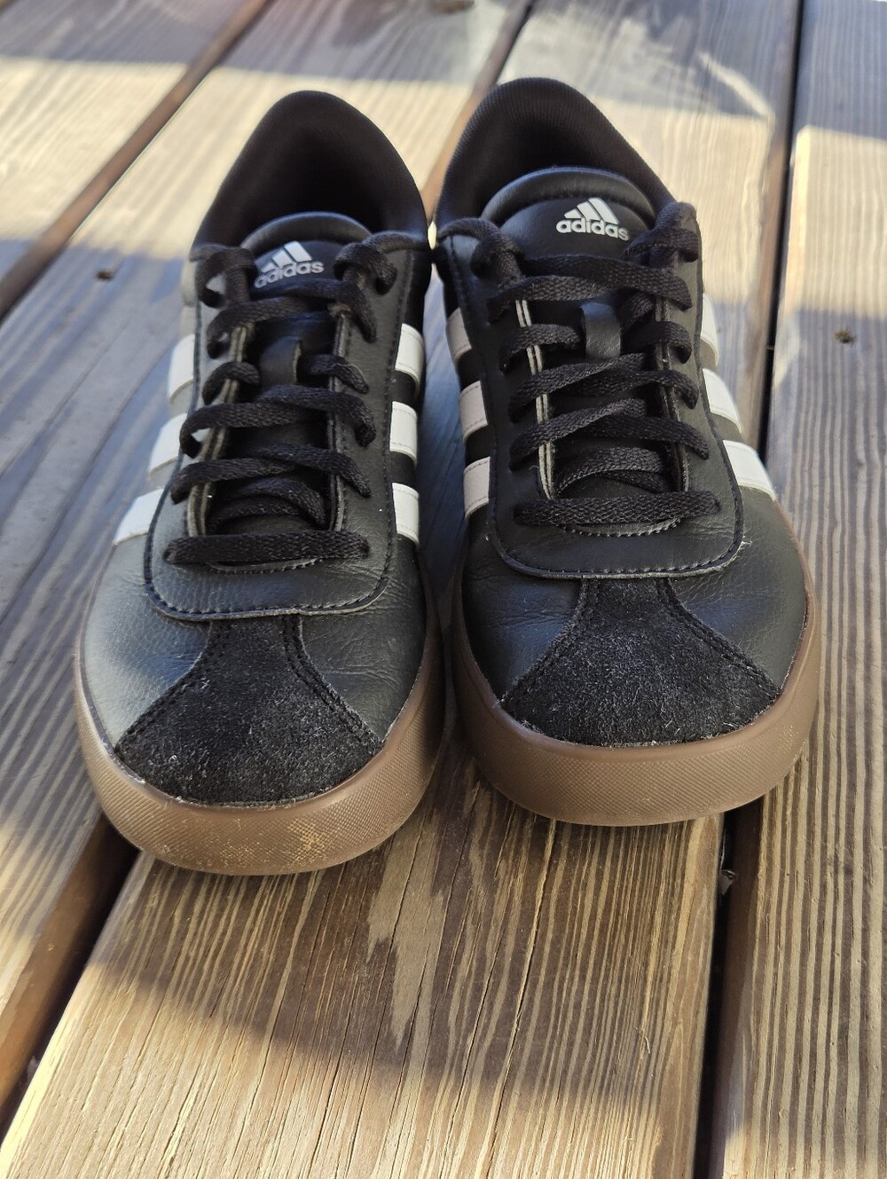 adidas VL Court 3.0 Kids Sneakers - Black/White/Gum - Size 5Y (IE3630)